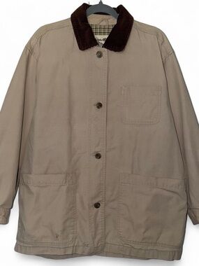 Vintage Eddie Bauer corduroy collar tan barn chore work jacket size medium